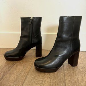 J. Crew Platform stacked-heel boots in Black leather
